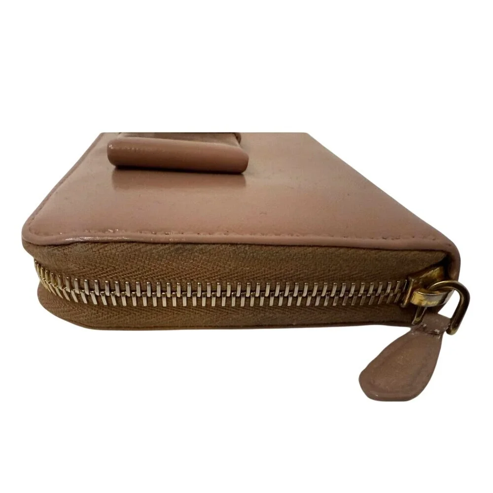 PRADA Wallet Womens Fiocco Brown‎ Leather Bow Long Zip Purple Interior Org Card - Picture 5 of 11